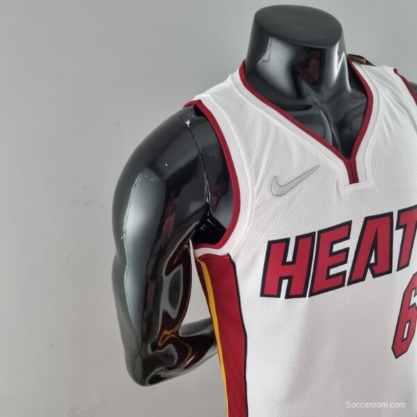 75th Anniversary Miami Heat JAMES #6 White NBA Jersey - Image 4