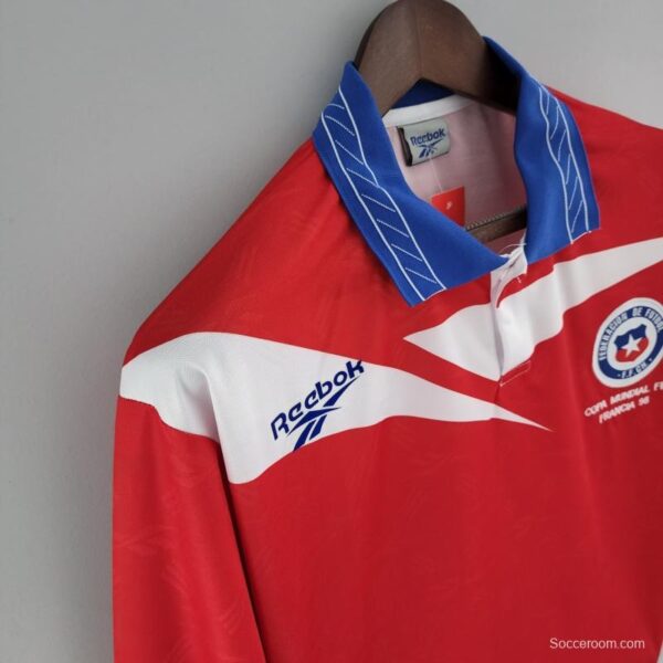 Retro Long Sleeve 1998 Chile Home Soccer Jersey - Image 3
