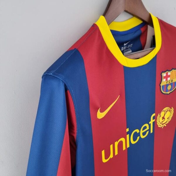 Retro 10/11 Barcelona Long Sleeve Home Soccer Jersey - Image 13