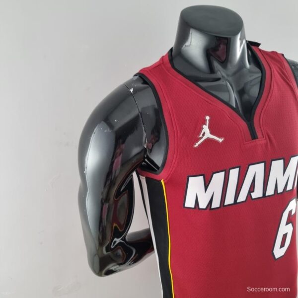 75th Anniversary Miami Heat Jordan JAMES #6 Burgundy NBA Jersey - Image 5