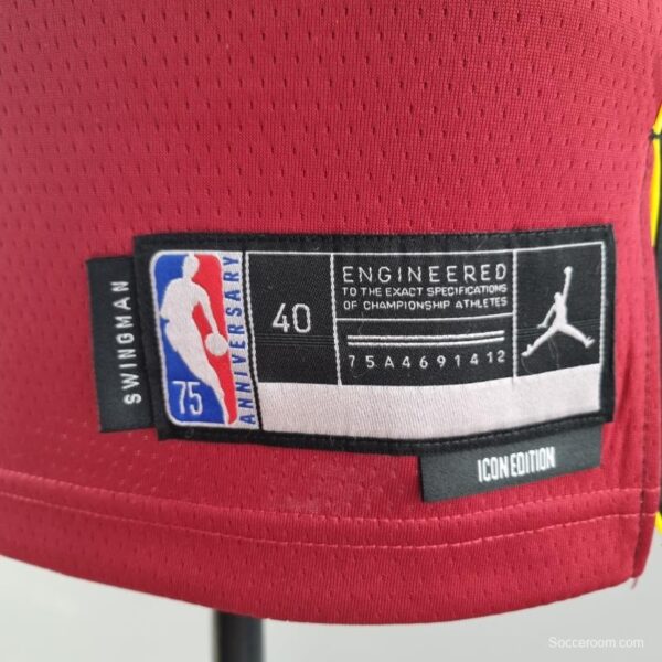 75th Anniversary Miami Heat Jordan ADEBAYO#13 Burgundy NBA Jersey - Image 2