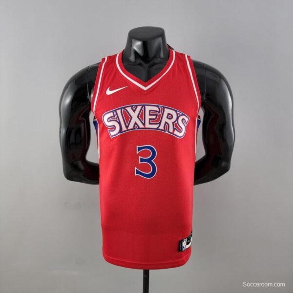 Rookie Philadelphia 76ers Iverson #3 Red NBA Jersey