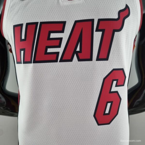 75th Anniversary Miami Heat JAMES #6 White NBA Jersey - Image 7