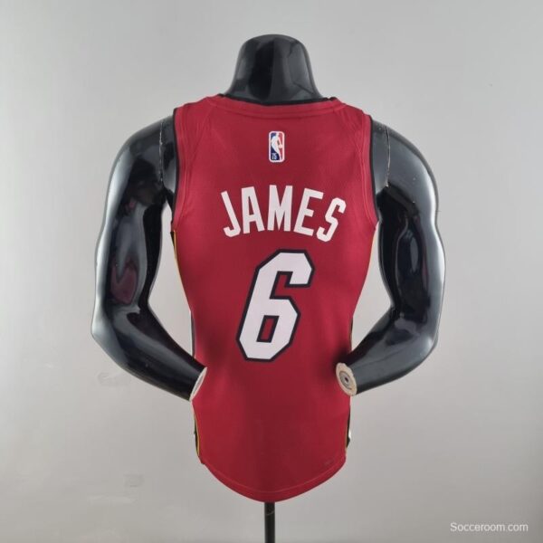 75th Anniversary Miami Heat Jordan JAMES #6 Burgundy NBA Jersey - Image 2