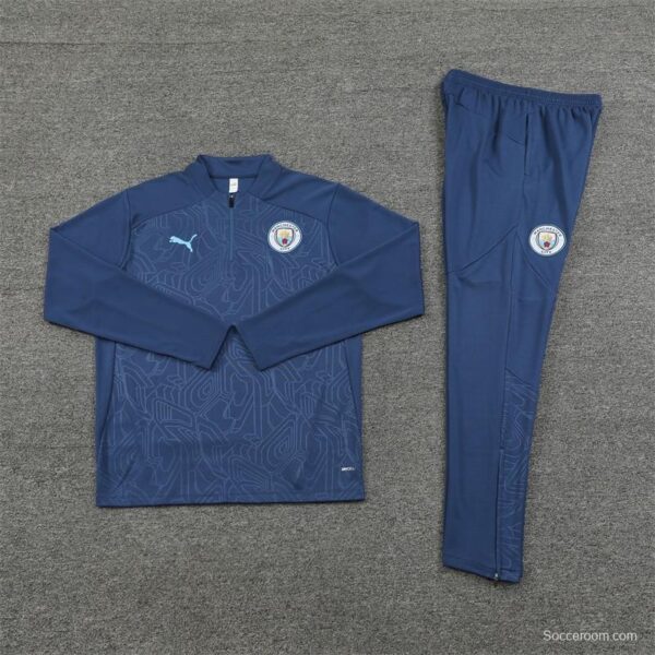 24/25 Manchester City Navy Half Zipper Jacket+Long Pants - Image 12