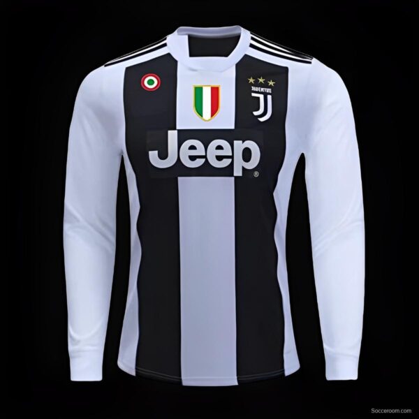 Player Version Retro 18/19 Juventus Home Long Sleeve Jersey - Image 4
