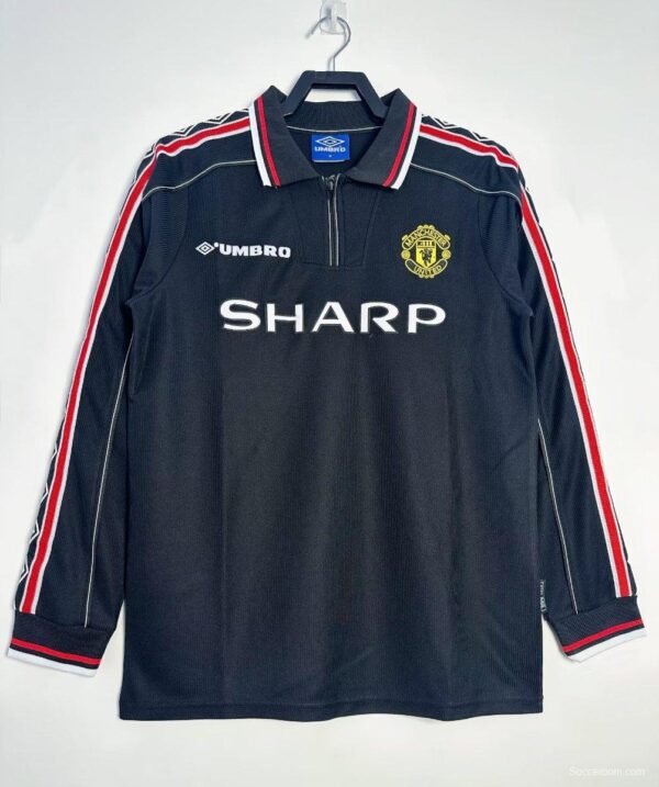 Retro 98/99 Manchester United Long Sleeve Goalkeeper Navy Jersey - Image 3
